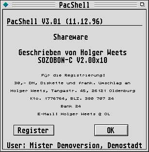 Bild: Der Info-Dialog der Pac-Shell.