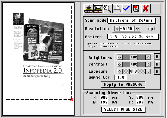 Der Info-Dialog von ScanX bzw. ScanXPRO