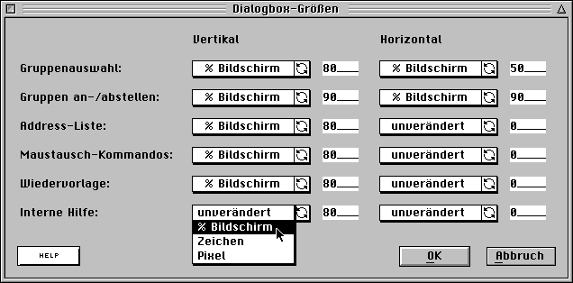 Gr&ouml;&szlig;enanpassung von Dialogen