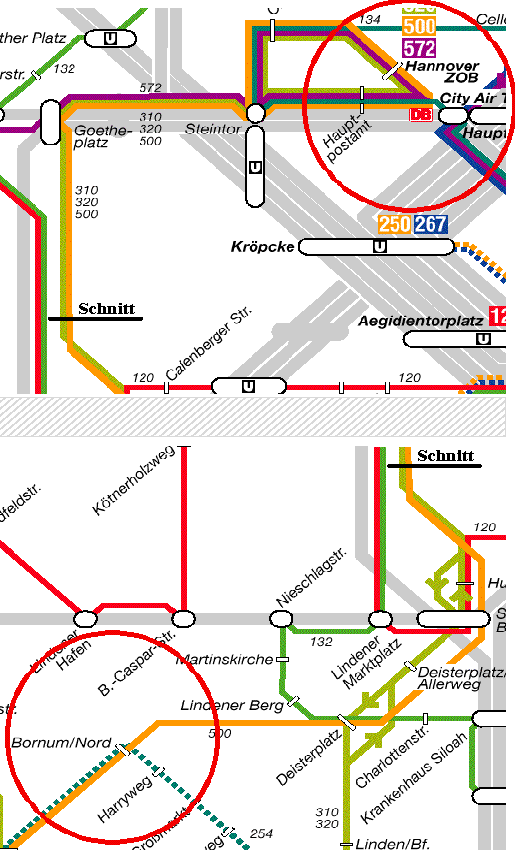 Der Weg mit der Buslinie 500