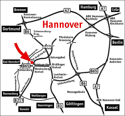 Eine grobe Skizze mit dem Anfahrtplan